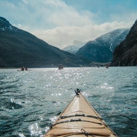 Kayaking in fjords of Norway