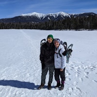 Max and Christie snowshoeing