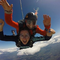 Michelle skydiving in Lebanon, ME