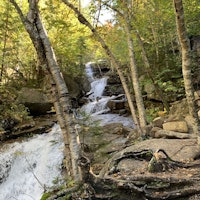Views of a waterfall in the White Mountains